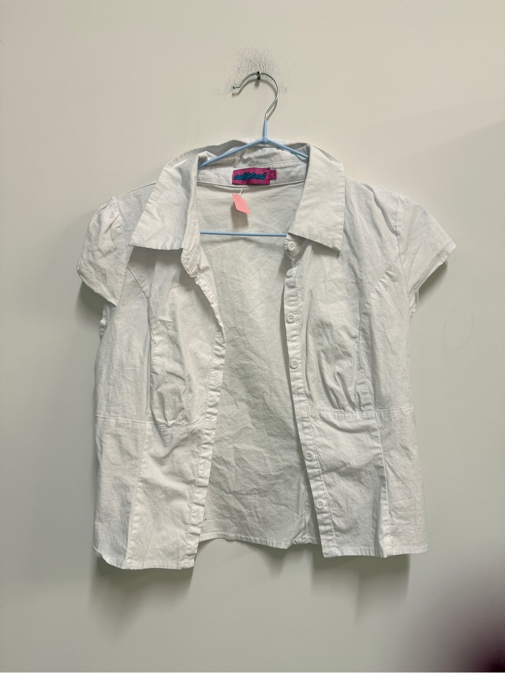 Edikted White Short-Sleeve Button-Down Shirt